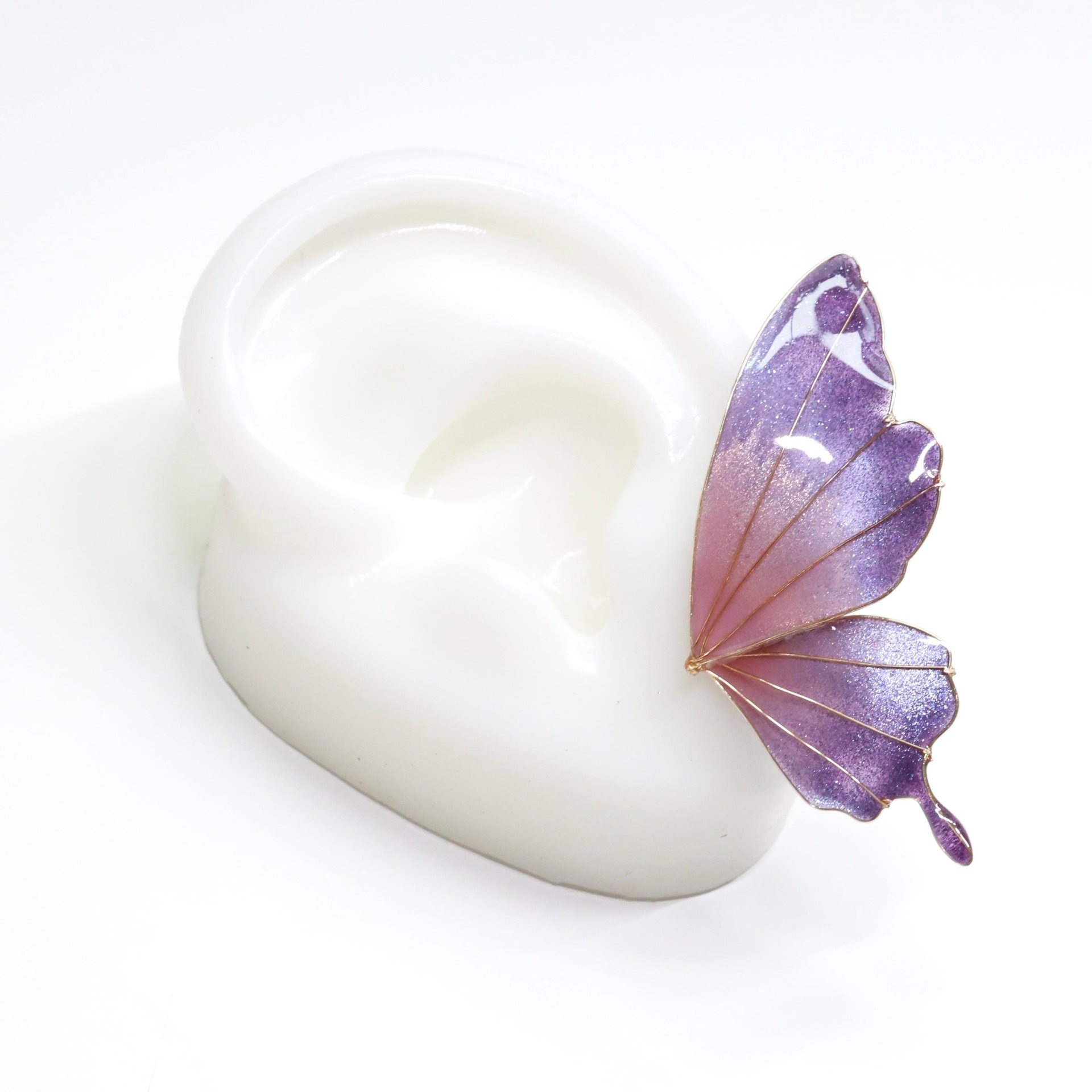 Handmade Sparkling Jewel-Tone Butterfly Statement Stud Earrings