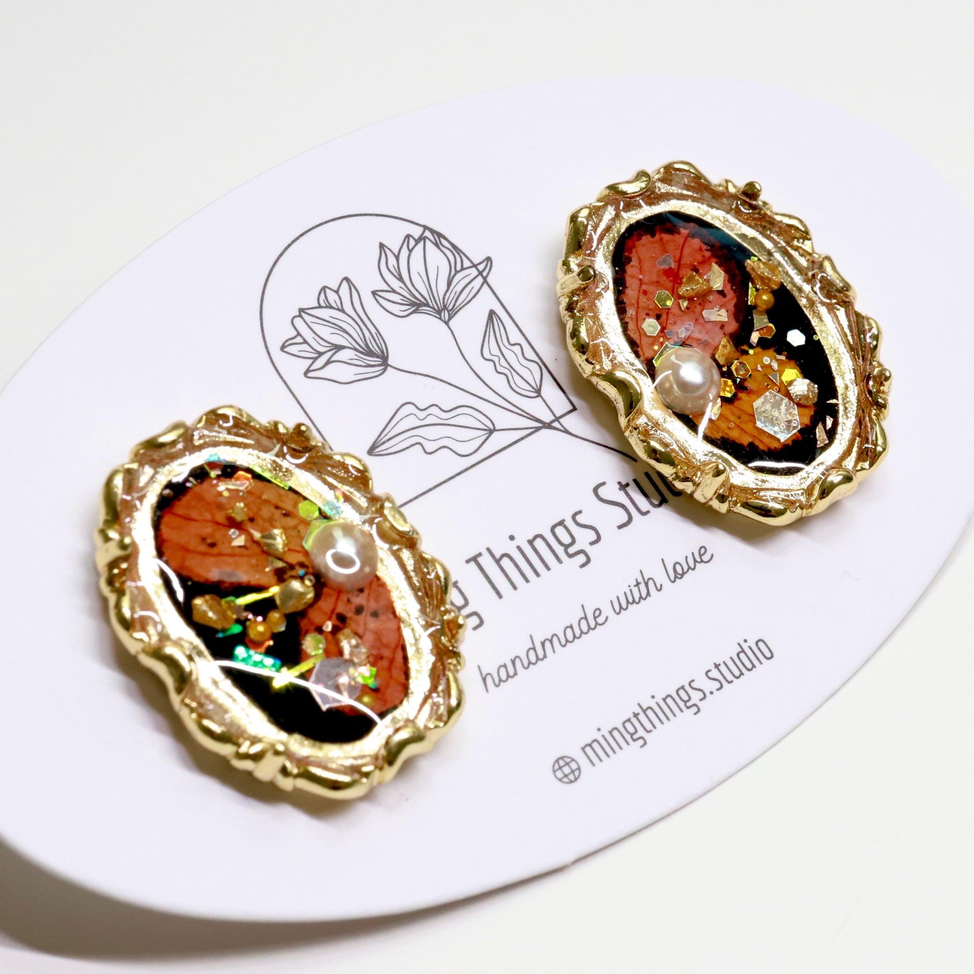 Handmade Exquisite Vintage Baroque Style Real Hydrangea Flower Stud Earrings
