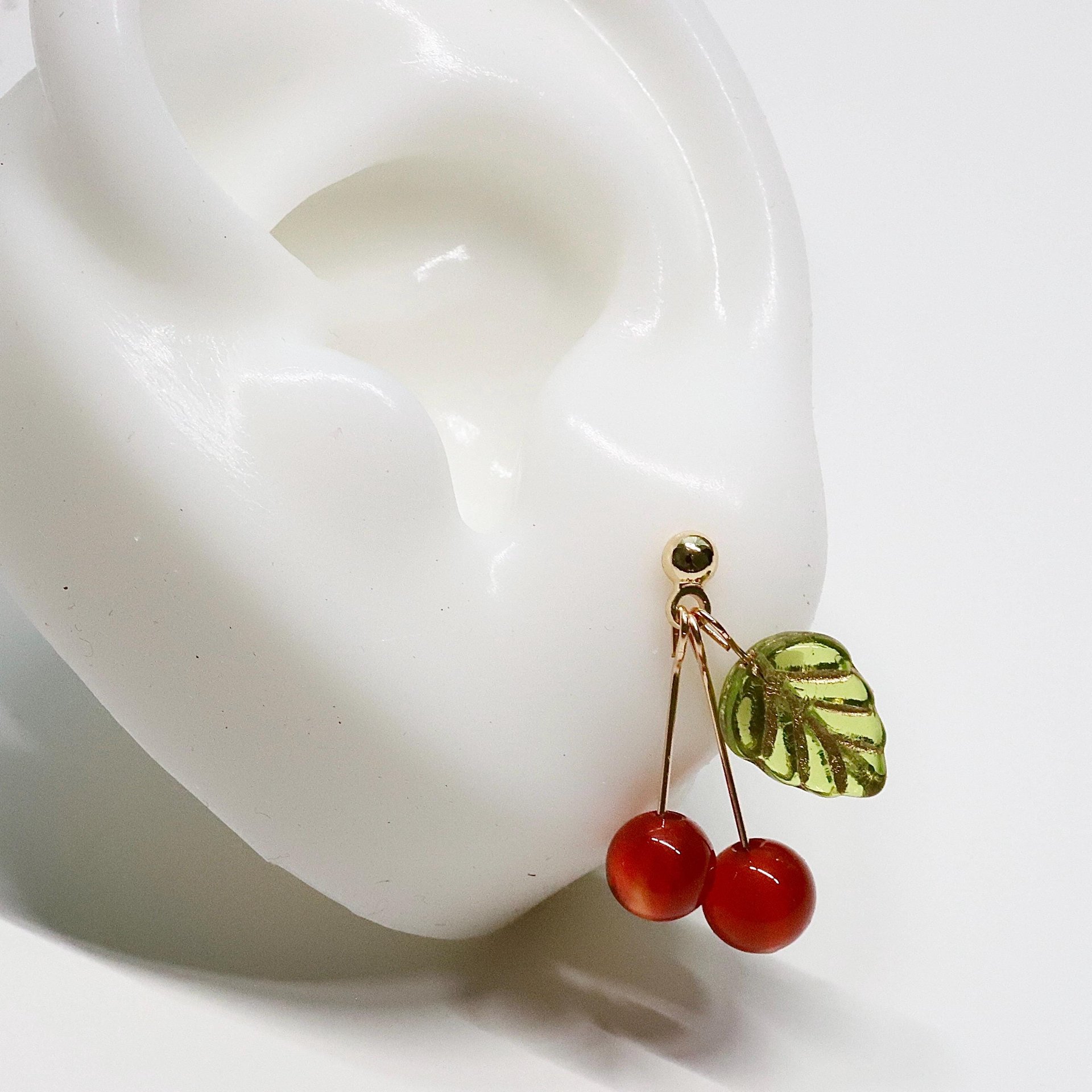 Handmade Red Cherry Fruit Earrings - Unique Agate Natural Gemstone & Czech Bead Jewelry for Holiday Outfits