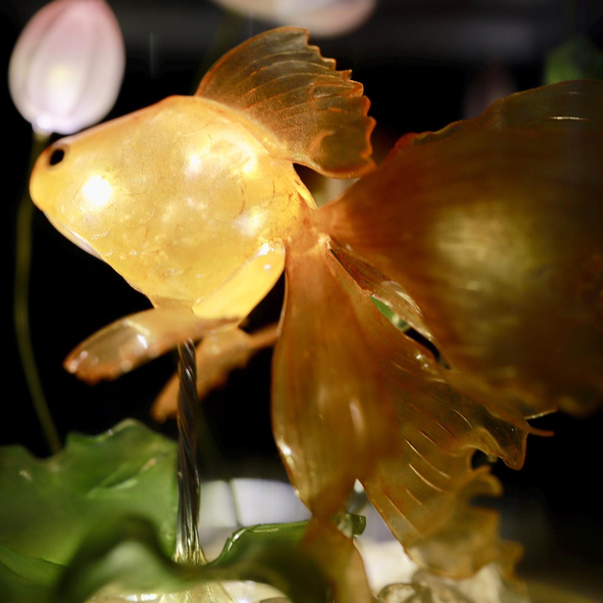 Handmade Goldfish Lotus Lamp, Koi Fish Lamp, Betta Fish Lamp, Fish Night Light, Goldfish Gift, Ambient Mood Light, Fish Lantern Aquarium