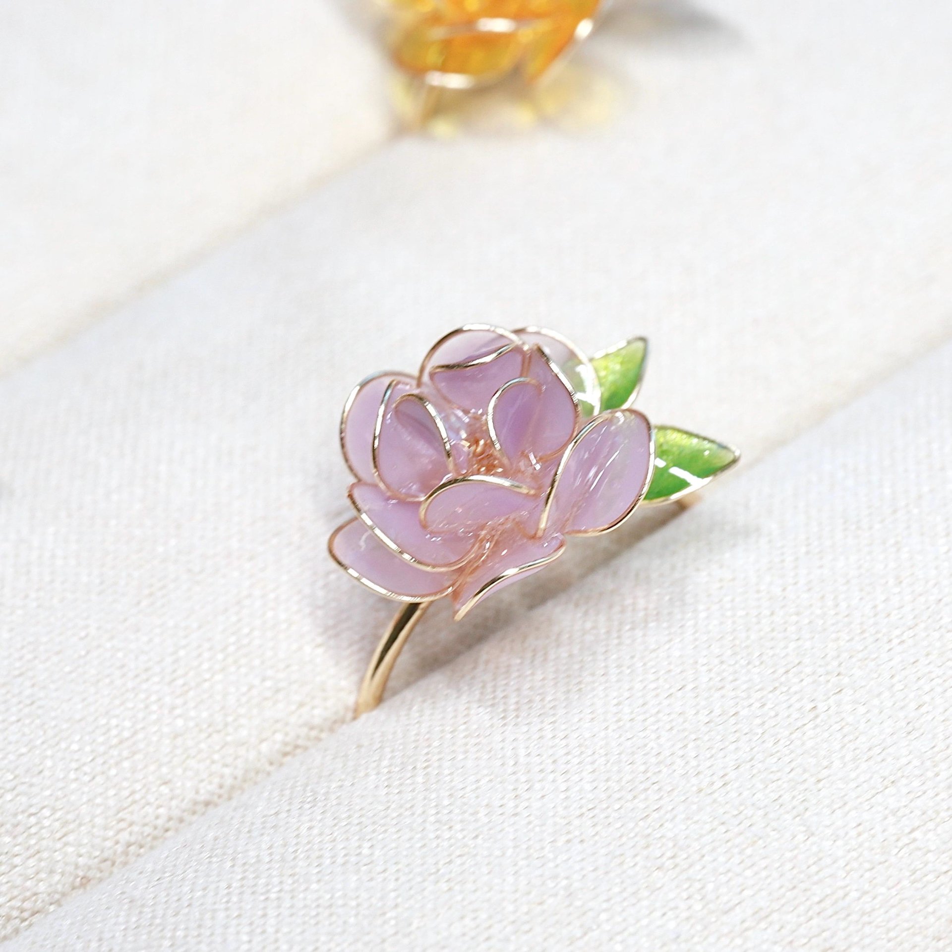 Handmade Adjustable Rose/Peony Flower Ring, Wire Resin Floral Statement Ring, One Size Fits Most