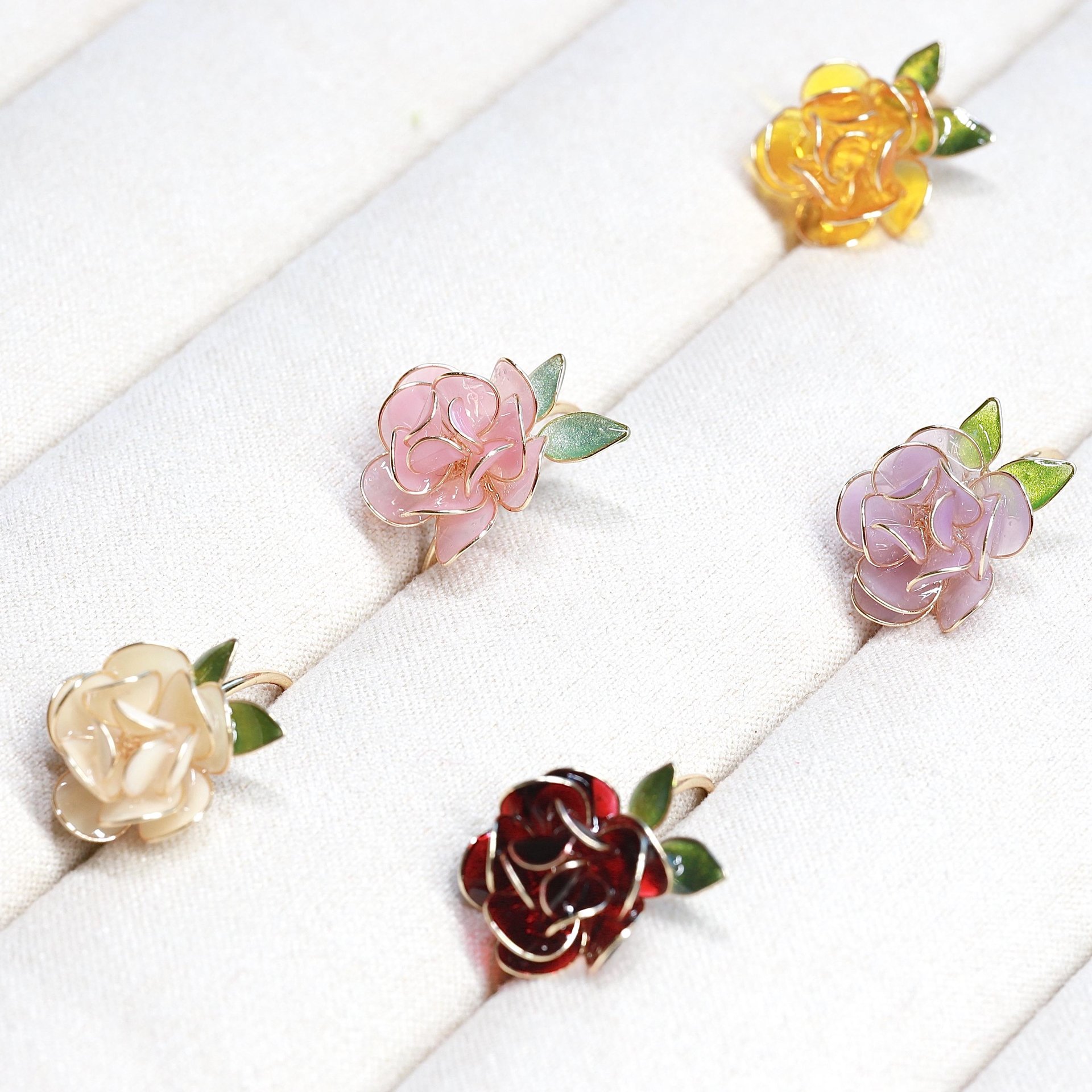 Handmade Adjustable Rose/Peony Flower Ring, Wire Resin Floral Statement Ring, One Size Fits Most