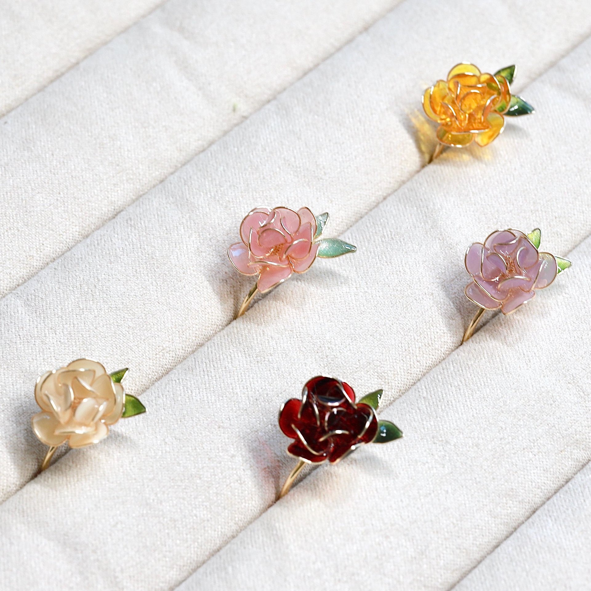 Handmade Adjustable Rose/Peony Flower Ring, Wire Resin Floral Statement Ring, One Size Fits Most