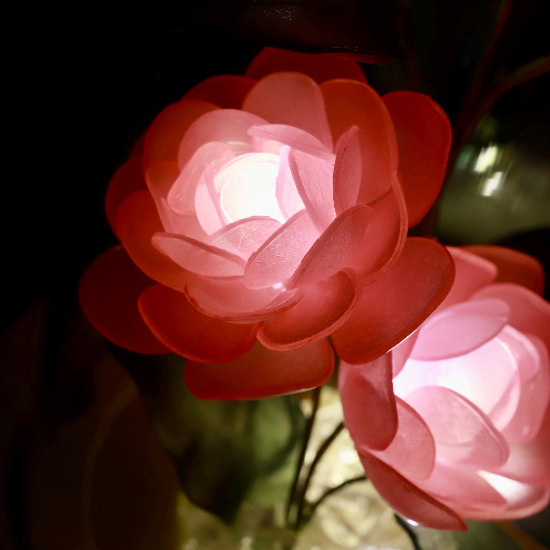 Handmade Elegant Floral Night Light: Eternal Camellia Peony Rose Lamp for Serene Ambiance