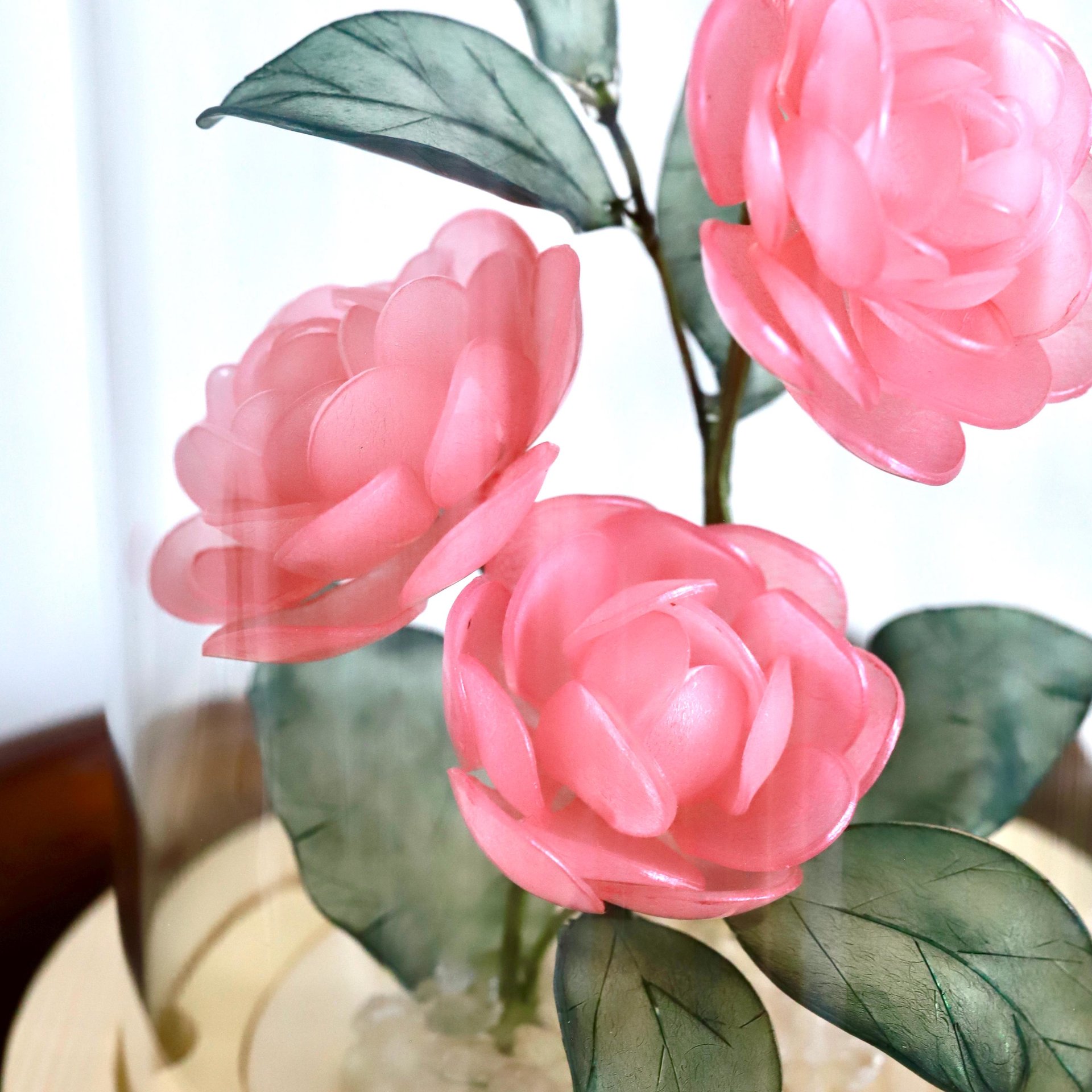 Handmade Elegant Floral Night Light: Eternal Camellia Peony Rose Lamp for Serene Ambiance