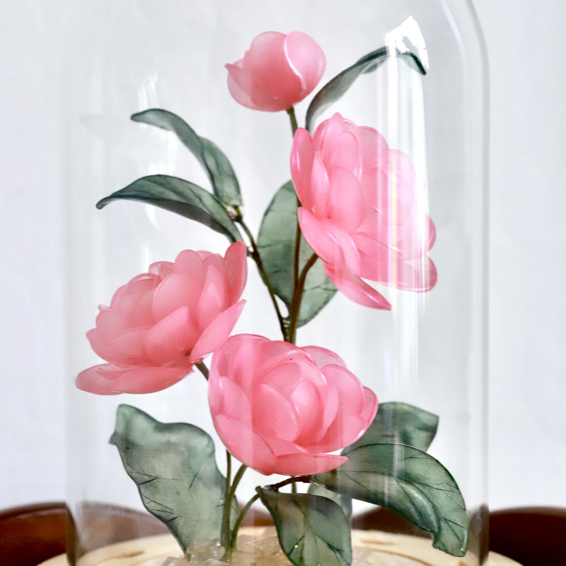 Handmade Elegant Floral Night Light: Eternal Camellia Peony Rose Lamp for Serene Ambiance