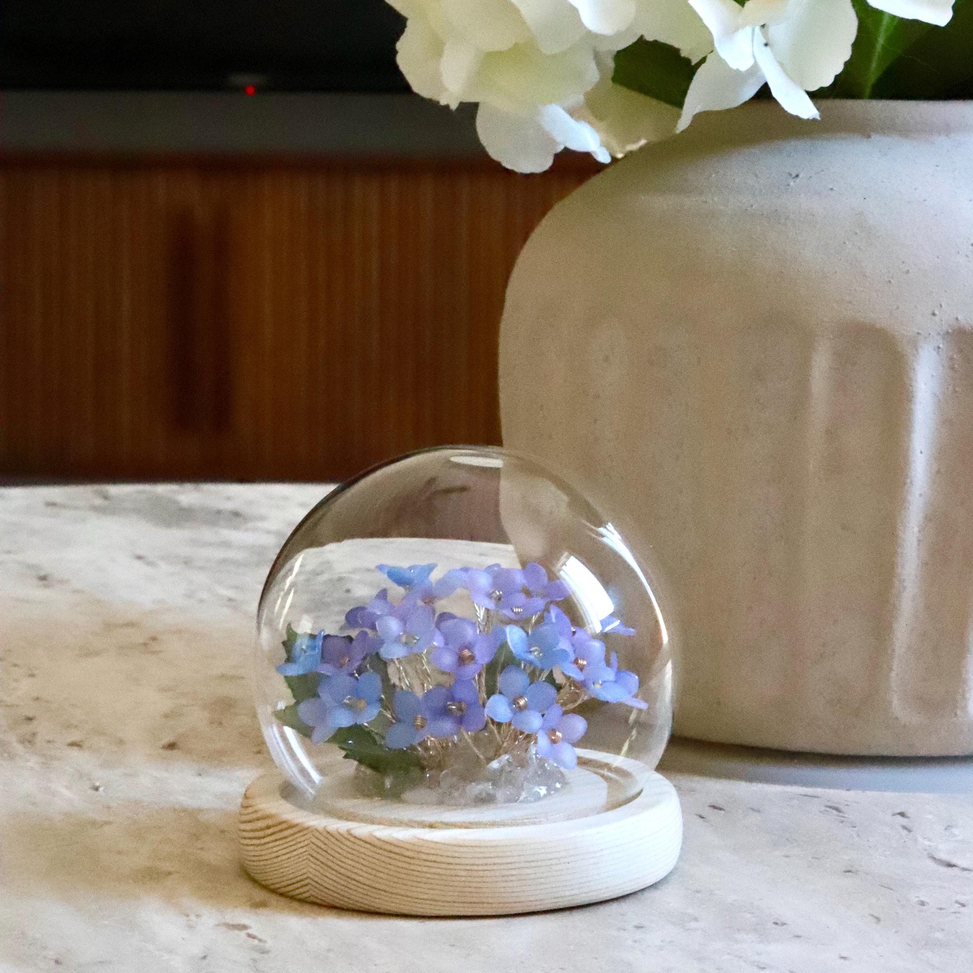 Handmade Mini Hydrangea/Lilac Flower Bouquet Ambience Lamp, Romantic Botanical Night Light , Eternal Flower Lantern