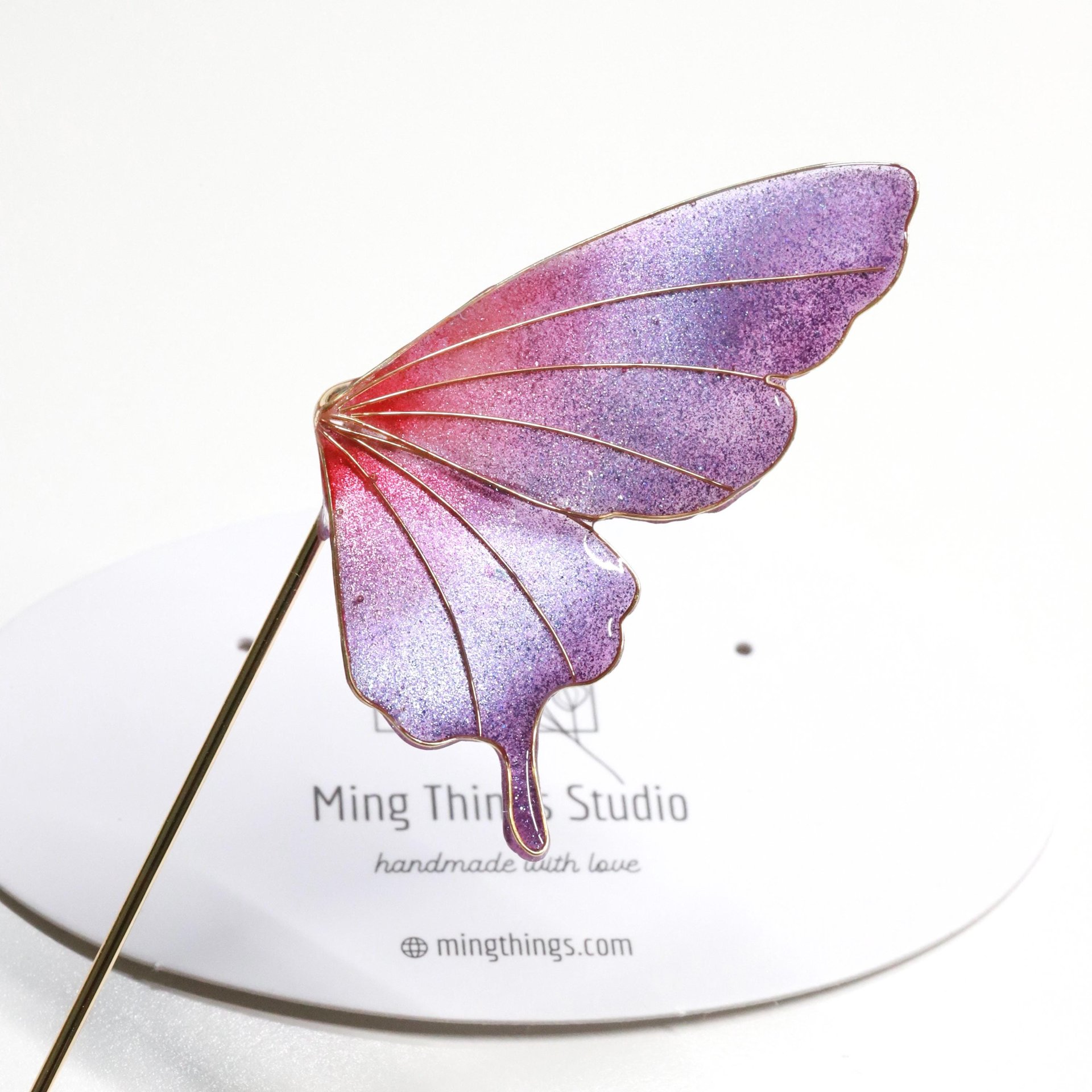 Handmade Butterfly Fairy Wing Brooch – Glitter Gradient Resin Pins | Whimsical Fantasy Jewelry | Gift for Her | Nature-Inspired Accessories