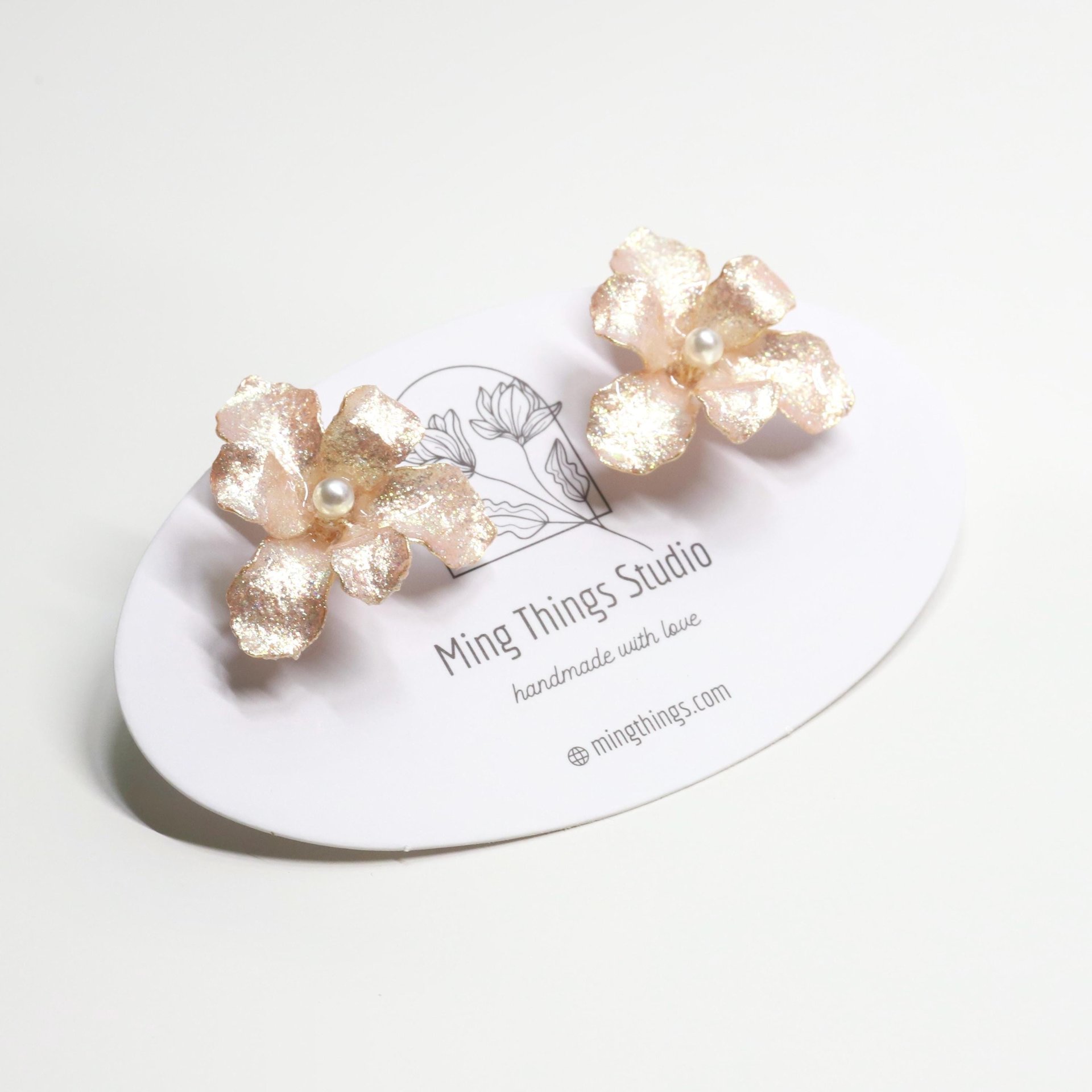 Handmade Iridescent Iris Flower Stud Earrings, Whimsical Nature Inspired Floral Jewelry