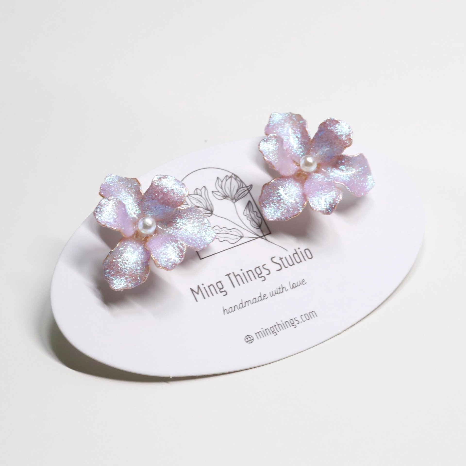 Handmade Iridescent Iris Flower Stud Earrings, Whimsical Nature Inspired Floral Jewelry