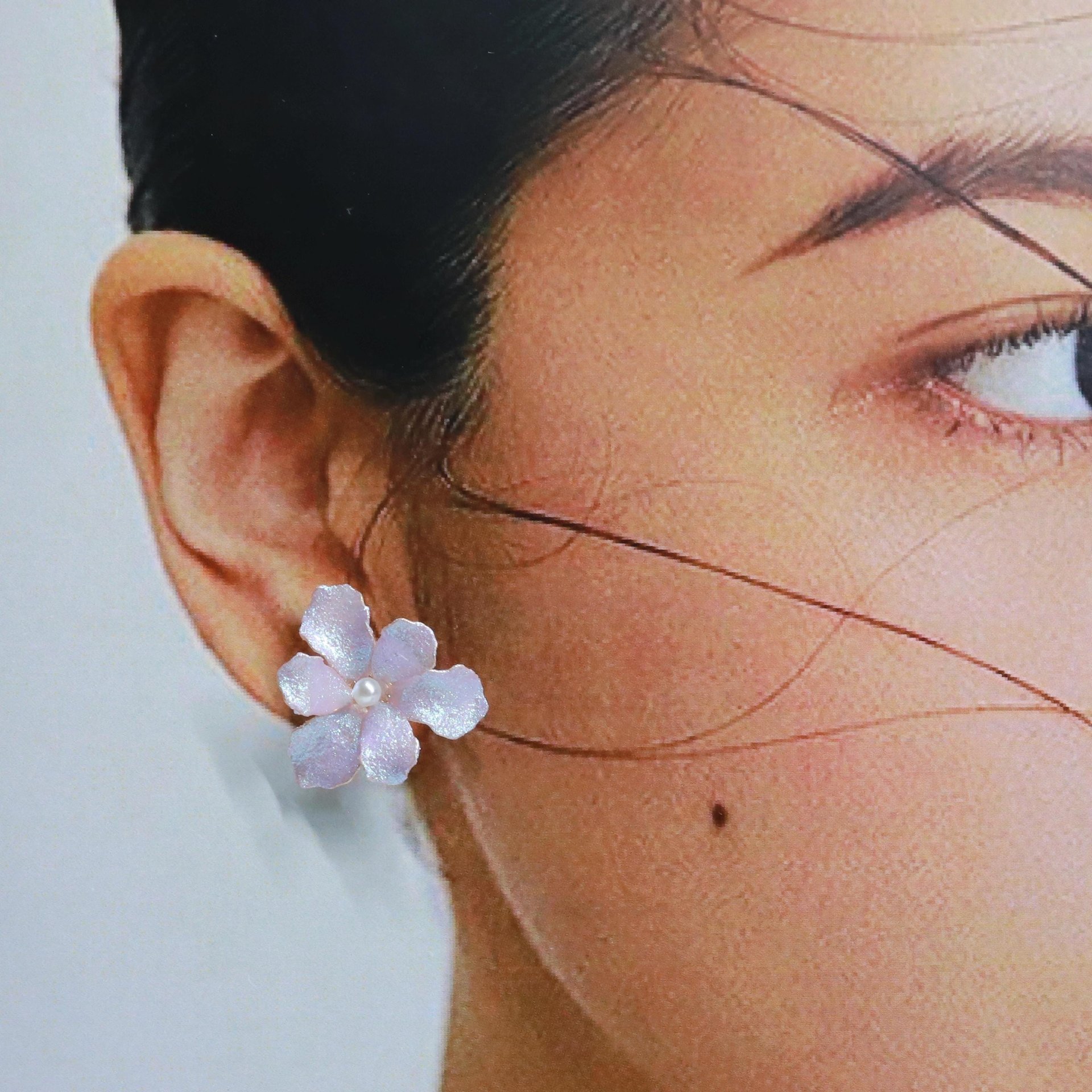 Handmade Iridescent Iris Flower Stud Earrings, Whimsical Nature Inspired Floral Jewelry
