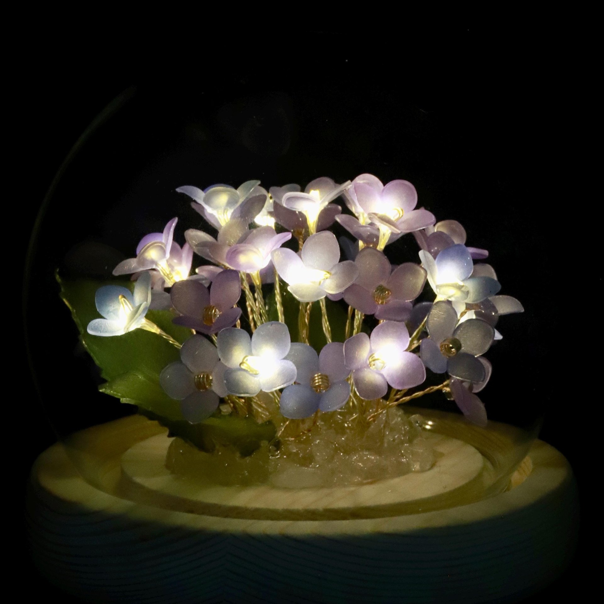 Handmade Mini Hydrangea/Lilac Flower Bouquet Ambience Lamp, Romantic Botanical Night Light , Eternal Flower Lantern