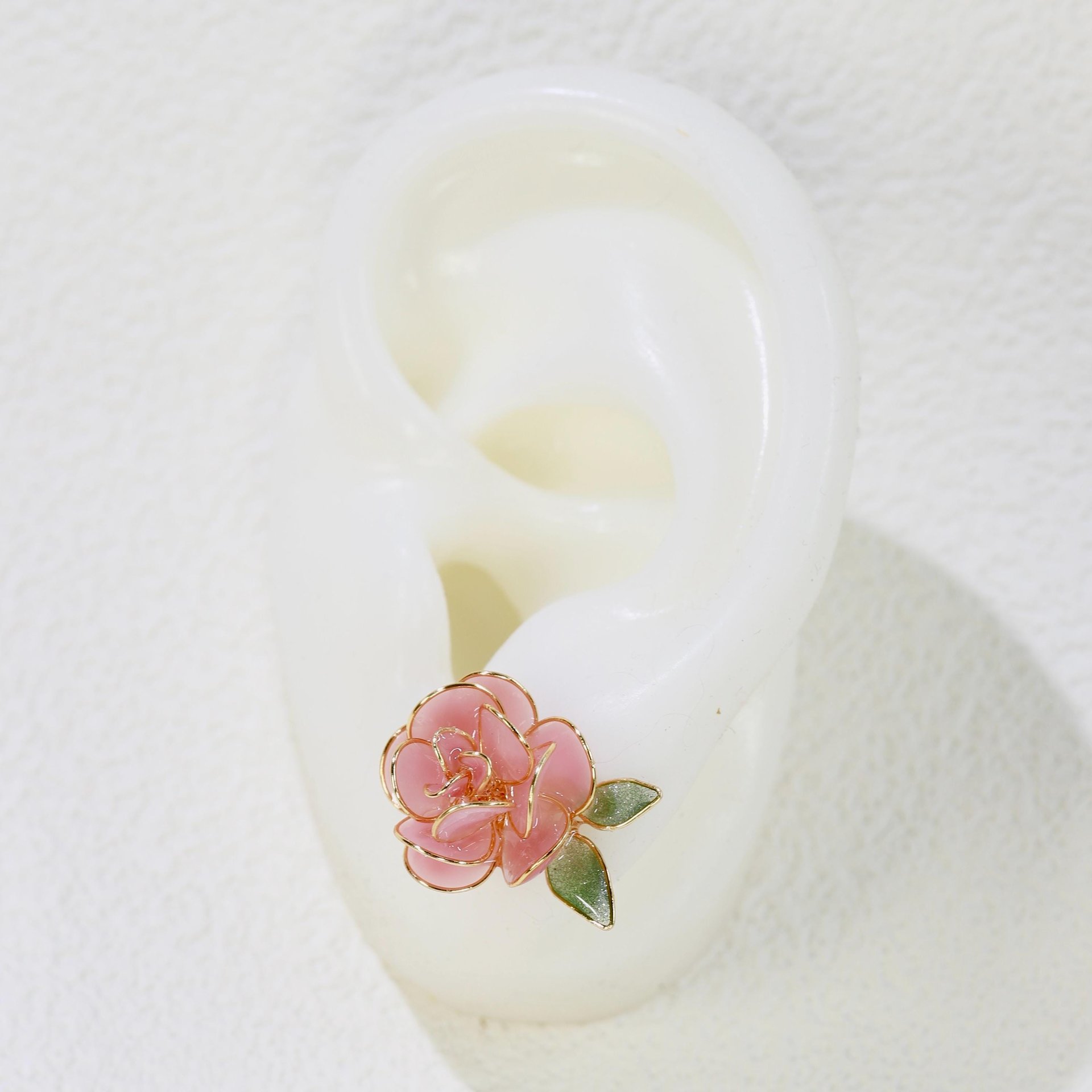 Handmade Adjustable Rose/Peony Flower Ring, Earrings, Wire Resin Floral Statement Ring, One Size Fits Most, Clip-on Earrings