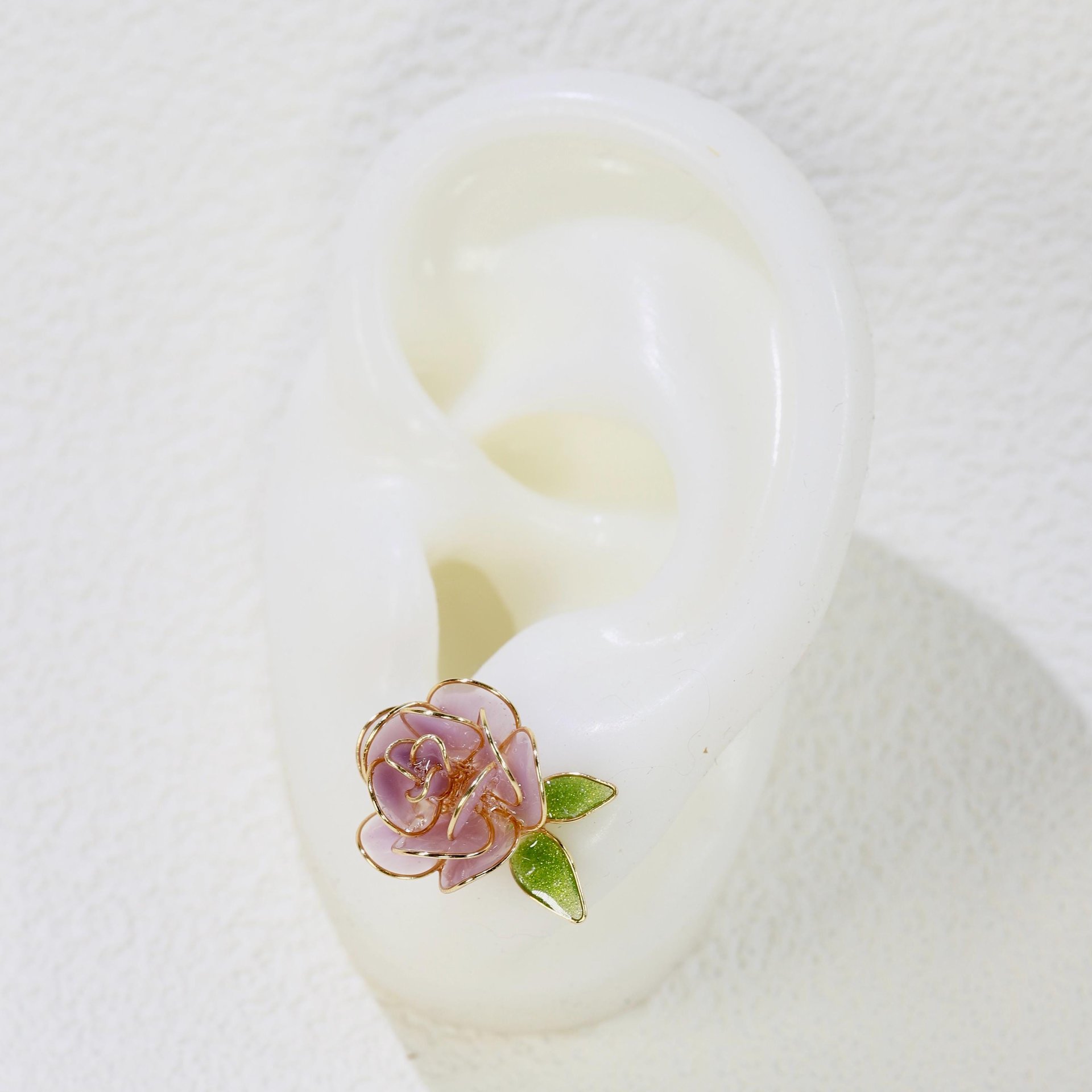 Handmade Adjustable Rose/Peony Flower Ring, Earrings, Wire Resin Floral Statement Ring, One Size Fits Most, Clip-on Earrings
