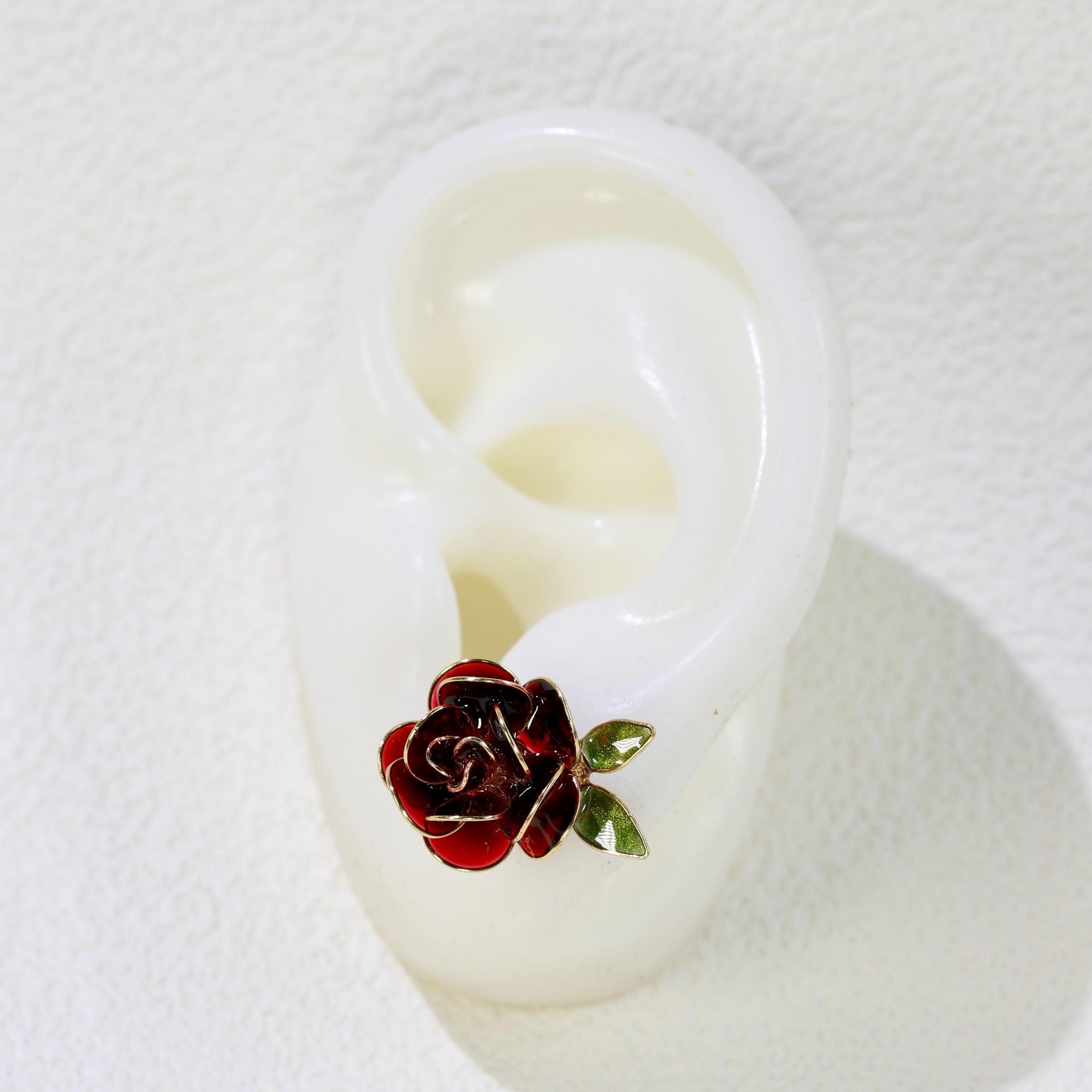 Handmade Adjustable Rose/Peony Flower Ring, Earrings, Wire Resin Floral Statement Ring, One Size Fits Most, Clip-on Earrings