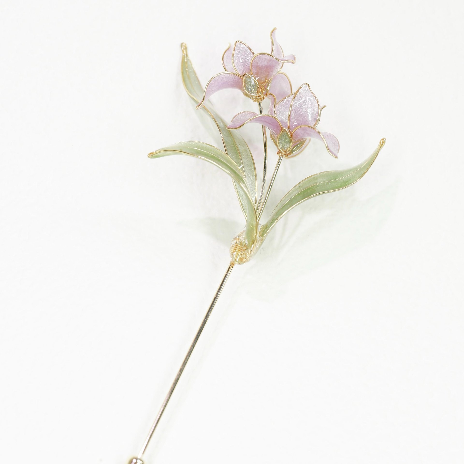 Handmade Elegant Iris Orchid Brooch Pin, Delicate Resin Floral Lapel Pin, Romantic Botanical Jewelry, Wedding Accessory