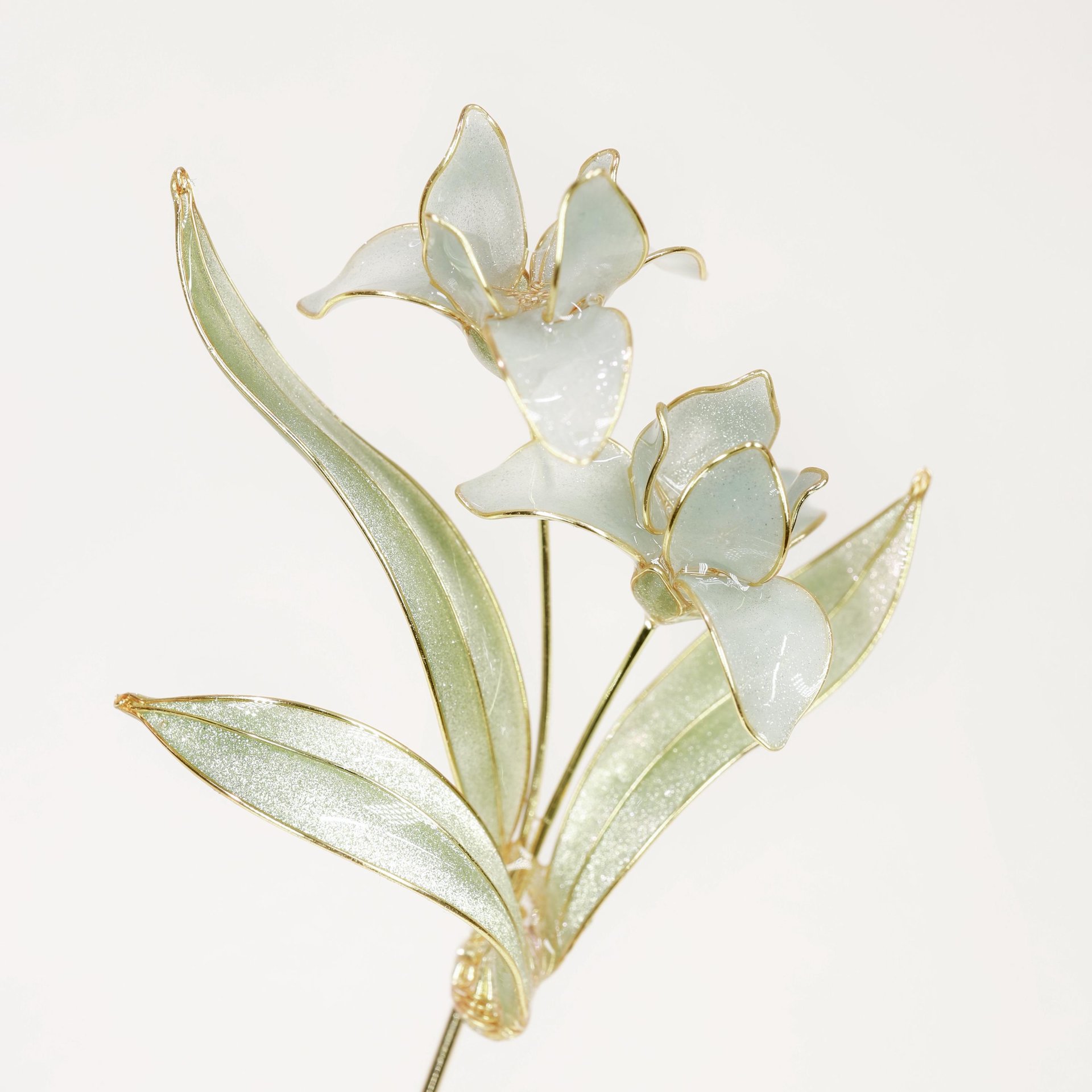 Handmade Elegant Iris Orchid Brooch Pin, Delicate Resin Floral Lapel Pin, Romantic Botanical Jewelry, Wedding Accessory