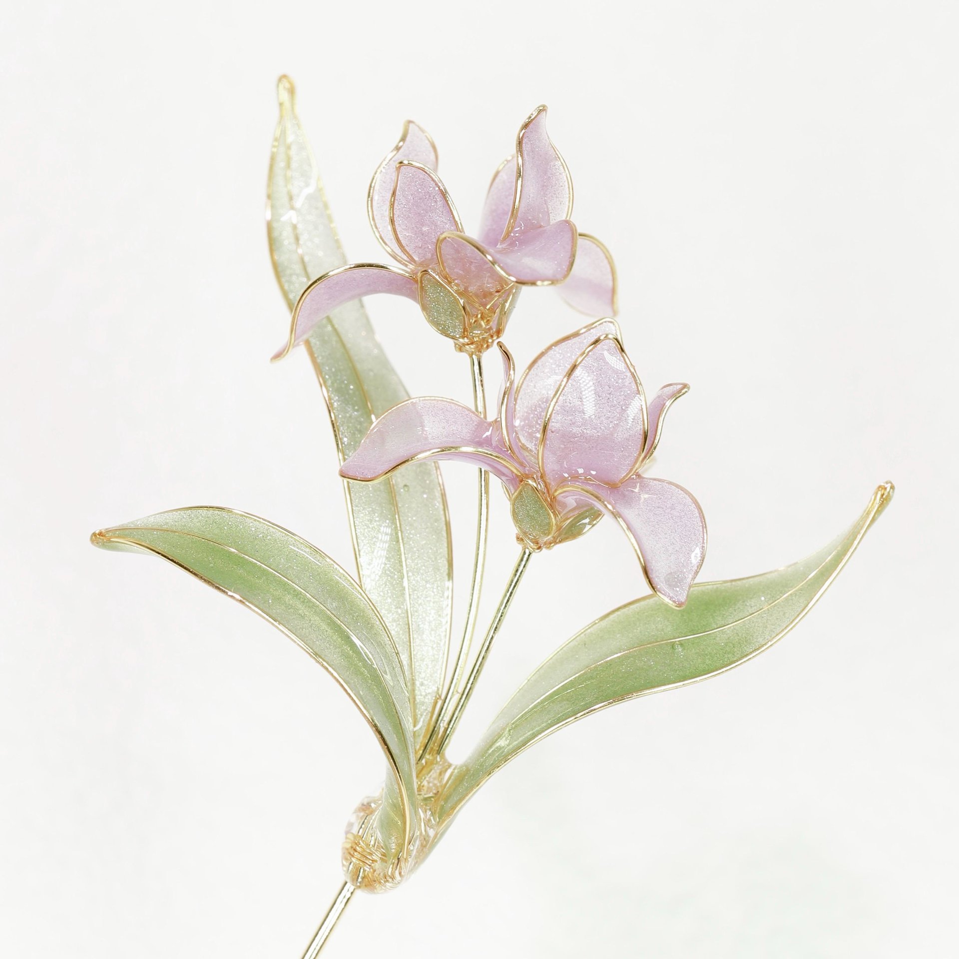 Handmade Elegant Iris Orchid Brooch Pin, Delicate Resin Floral Lapel Pin, Romantic Botanical Jewelry, Wedding Accessory