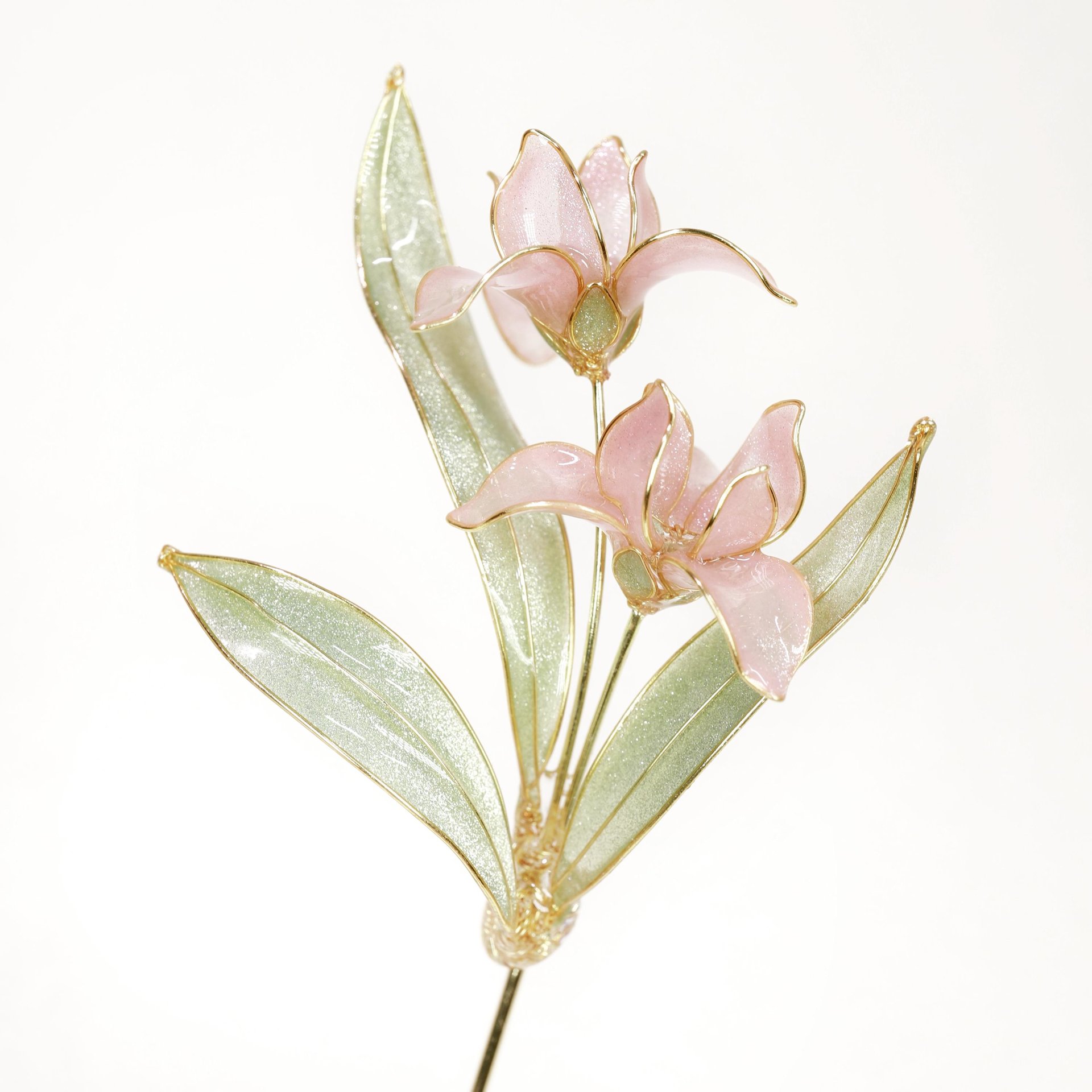 Handmade Elegant Iris Orchid Brooch Pin, Delicate Resin Floral Lapel Pin, Romantic Botanical Jewelry, Wedding Accessory