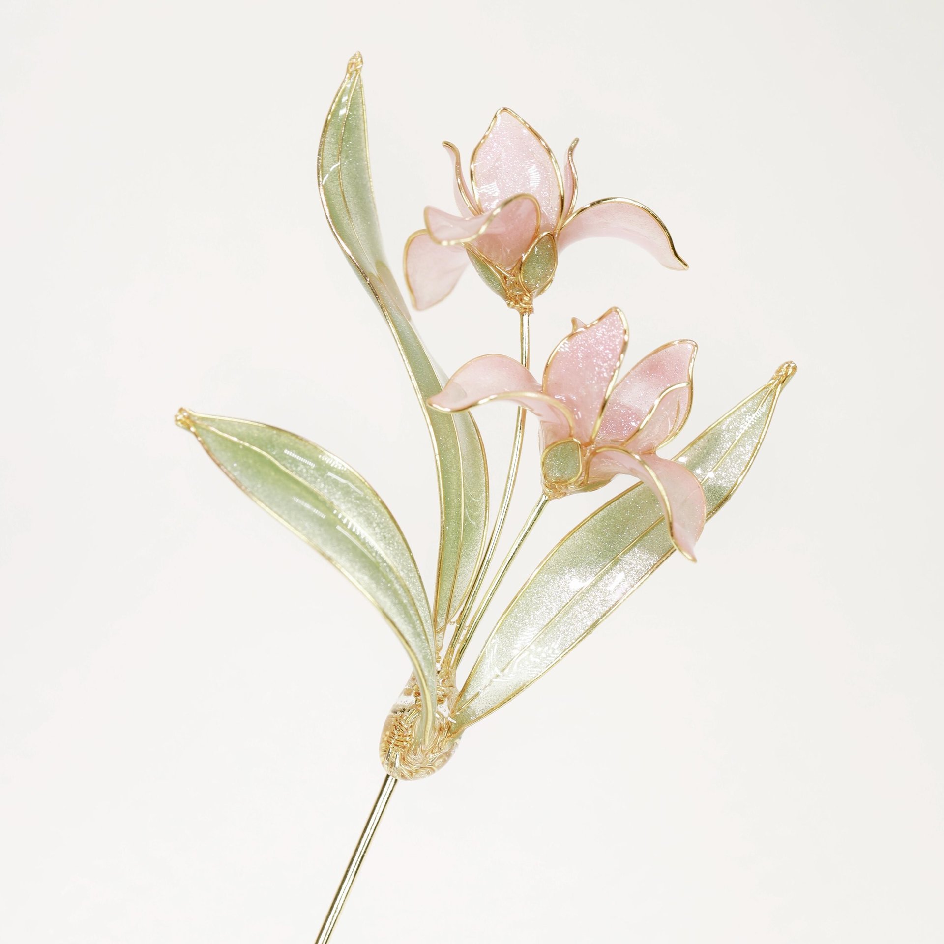 Handmade Elegant Iris Orchid Brooch Pin, Delicate Resin Floral Lapel Pin, Romantic Botanical Jewelry, Wedding Accessory