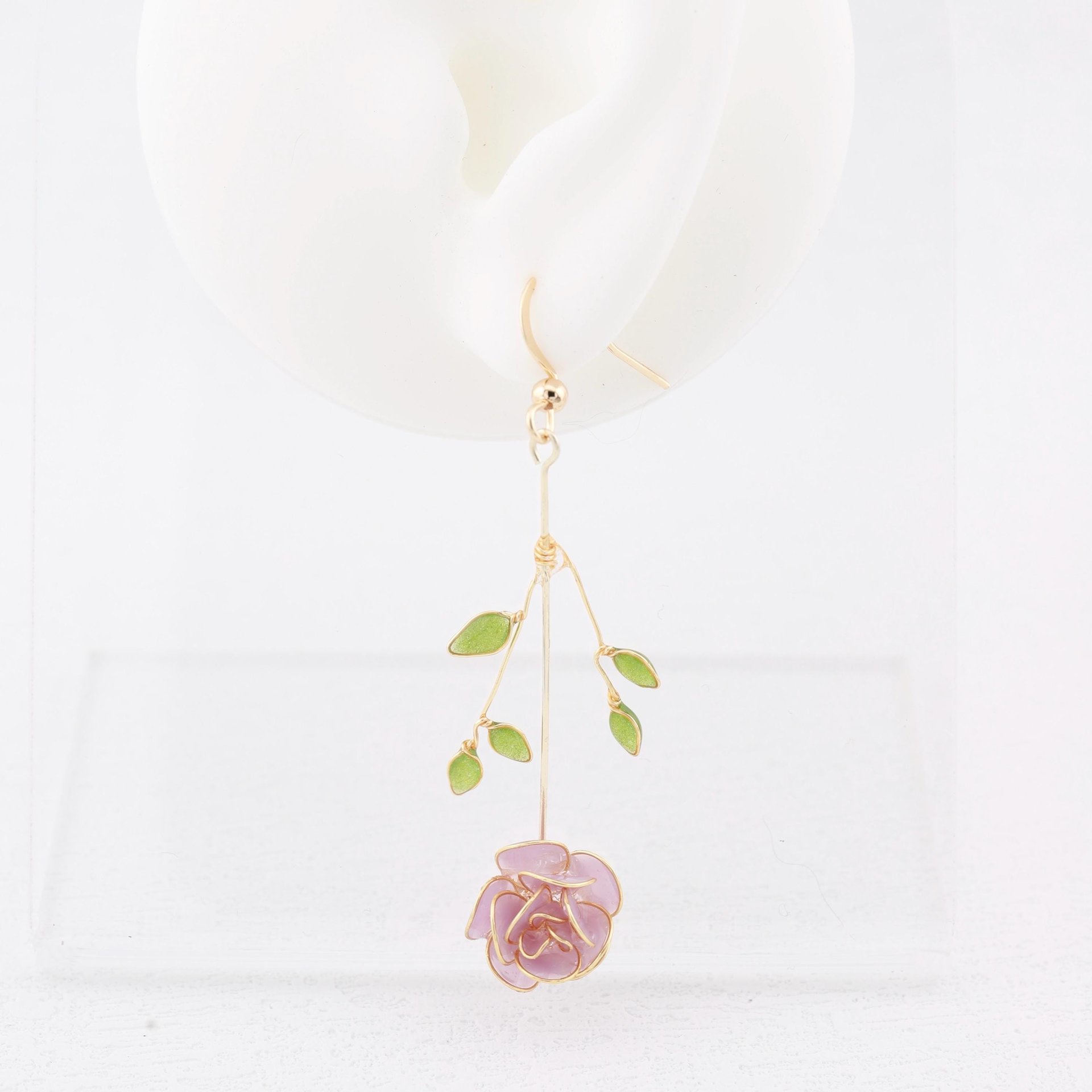 Handmade Rose Flower Drop Earrings