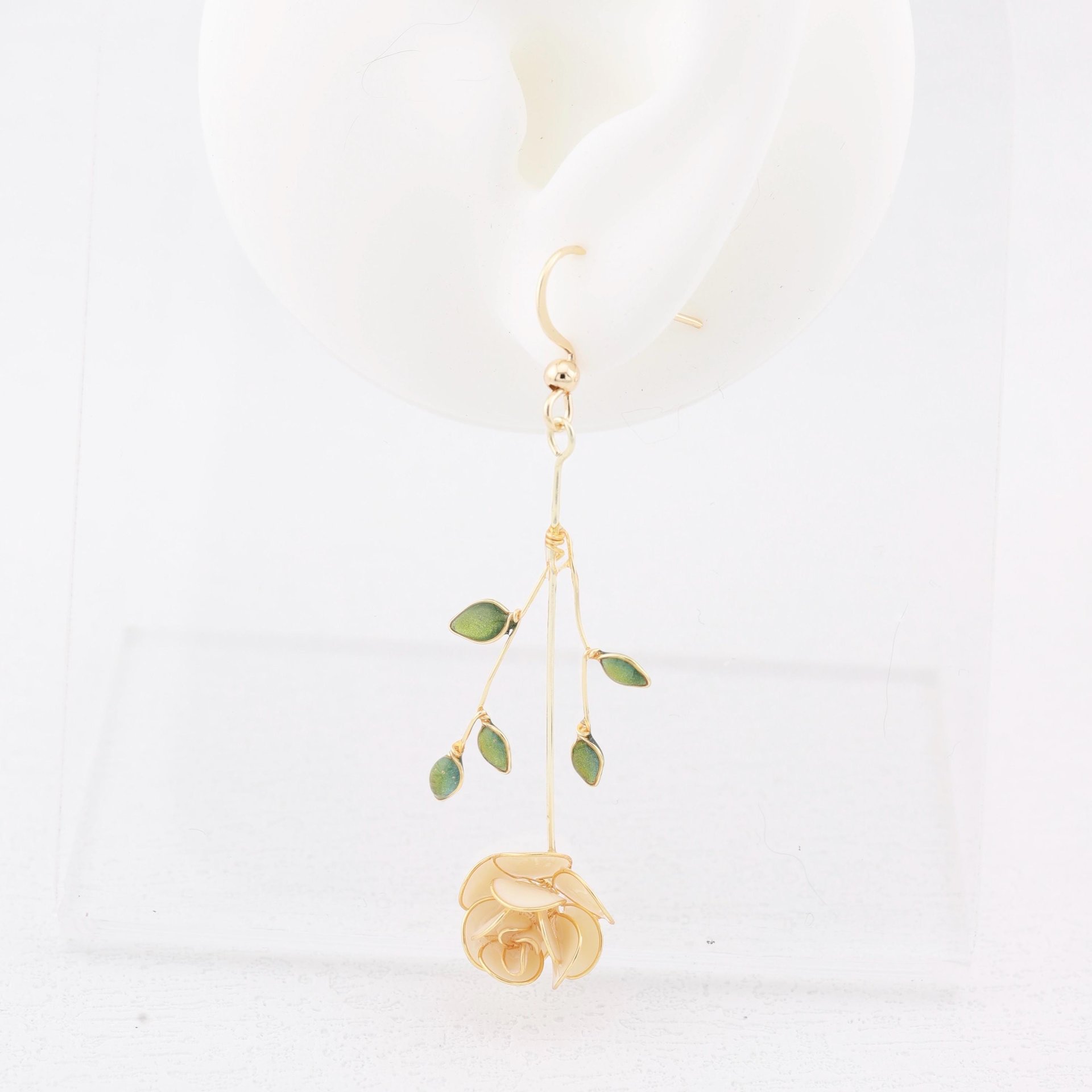 Handmade Rose Flower Drop Earrings