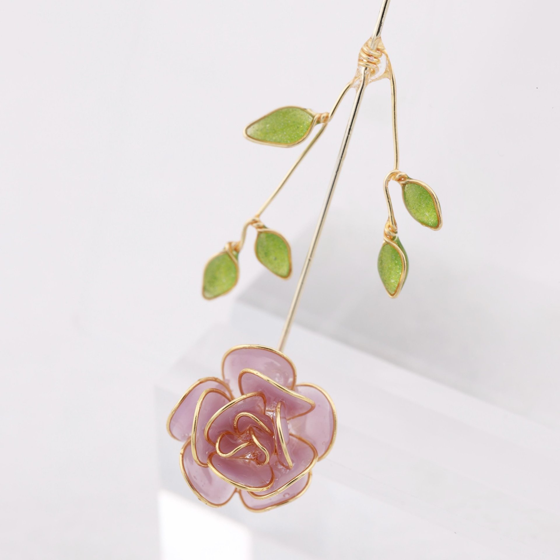 Handmade Rose Flower Drop Earrings