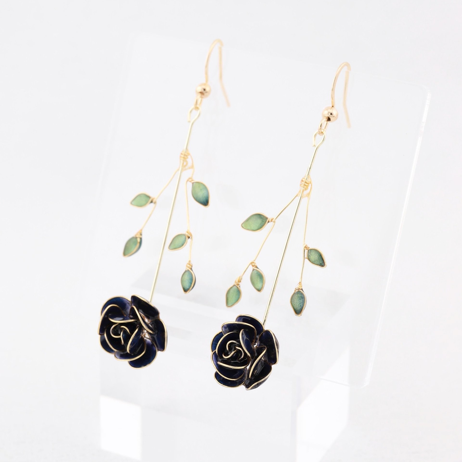 Handmade Rose Flower Drop Earrings