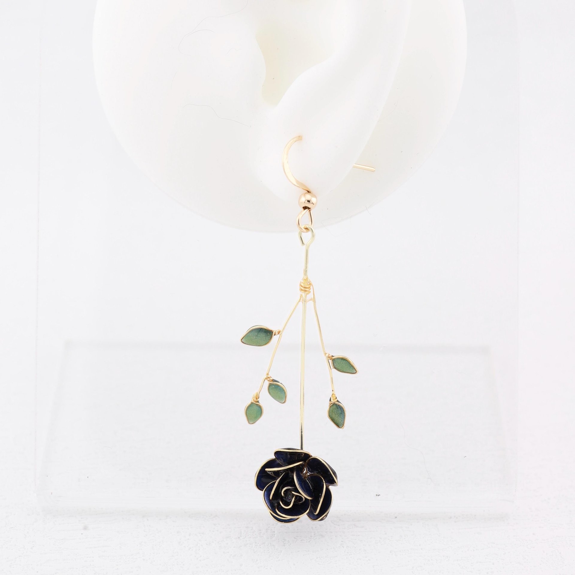 Handmade Rose Flower Drop Earrings