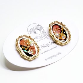 Handmade Exquisite Vintage Baroque Style Real Hydrangea Flower Stud Earrings