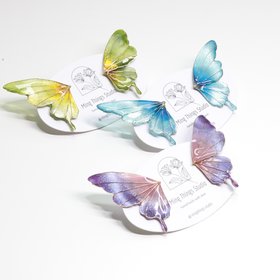 Handmade Sparkling Jewel-Tone Butterfly Statement Stud Earrings