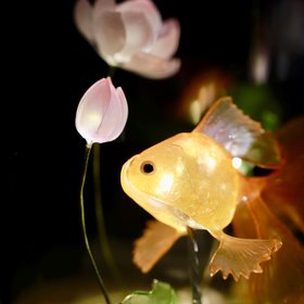 Handmade Goldfish Lotus Lamp, Koi Fish Lamp, Betta Fish Lamp, Fish Night Light, Goldfish Gift, Ambient Mood Light, Fish Lantern Aquarium