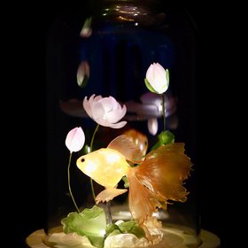 Handmade Goldfish Lotus Lamp, Koi Fish Lamp, Betta Fish Lamp, Fish Night Light, Goldfish Gift, Ambient Mood Light, Fish Lantern Aquarium