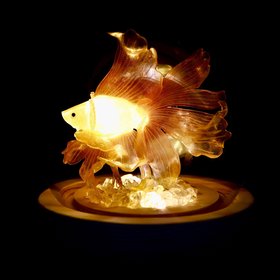 Handmade Mini Betta Fish Aquarium Lamp, Ocean Theme Ambient Mood Light, Sparkling Goldfish Lantern Night Light