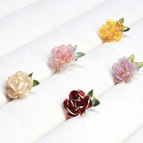Handmade Adjustable Rose/Peony Flower Ring, Wire Resin Floral Statement Ring, One Size Fits Most
