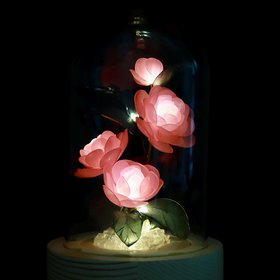Handmade Elegant Floral Night Light: Eternal Camellia Peony Rose Lamp for Serene Ambiance
