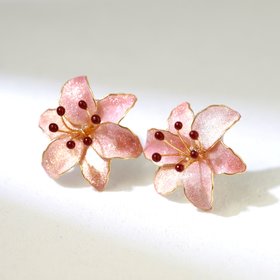 Handmade Wire Resin Sparkling Celestial Lily Flower Stud Earrings