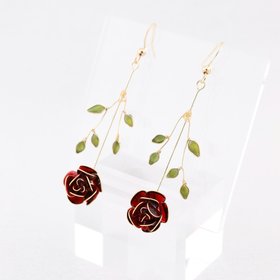 Handmade Rose Flower Drop Earrings